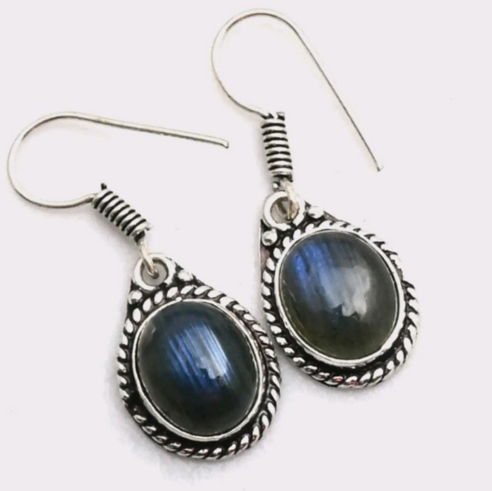 Labradorite Gemstone Jewelry 925 Sterling Silver Handmade Drop Dangle Earrings